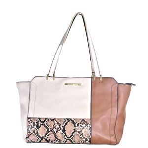 STEVE MADDEN brown leather style handbag purse leopard cheetah lining